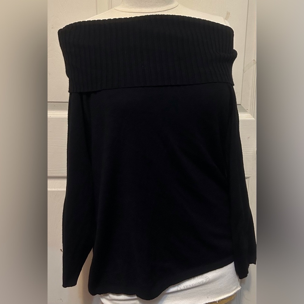 Society 212 XL Black Women’s Ribbed Top off the shoulder Sweater